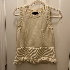 Ann Taylor Ivory Cotton Sleeveless Vest Knit Tank Top